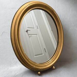 Antique Oval Gold Wood Framed Mirror